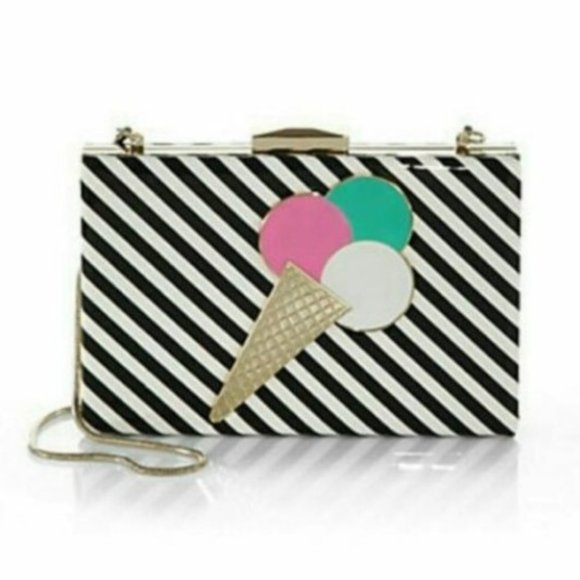 KATE SPADE "MISS PENNY'S" VINYL EMANUELLE ICE CREAM FRAME BOX CLUTCH - Picture 2 of 11